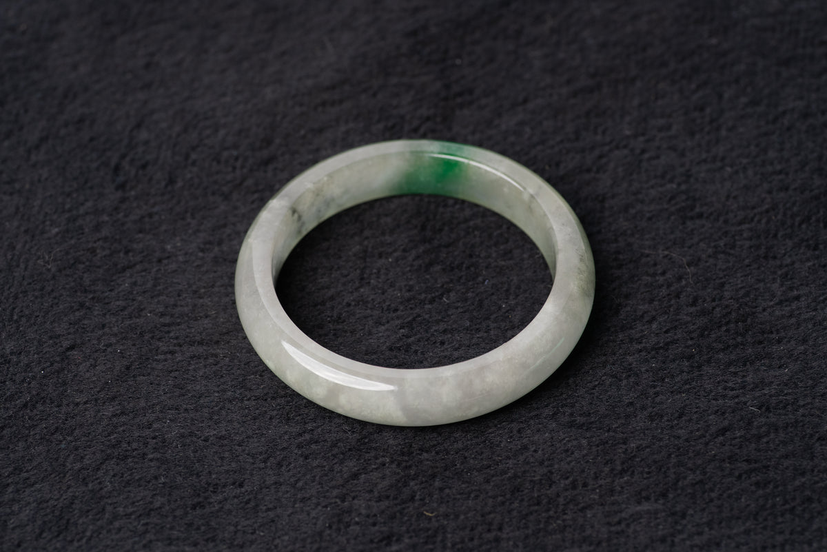 White and Green Two-Toned Jade Bangle