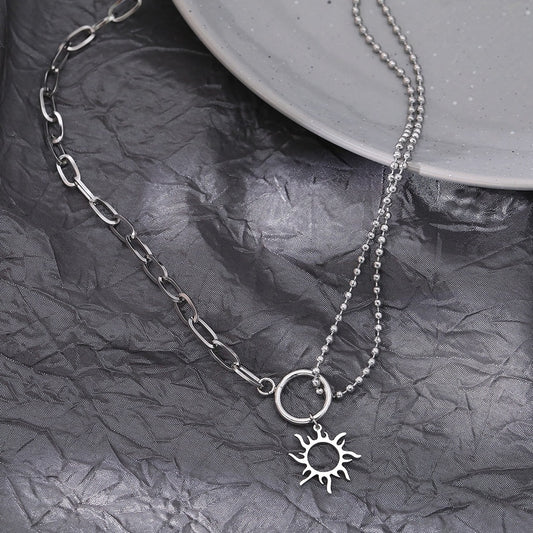 Bead sun necklace silver