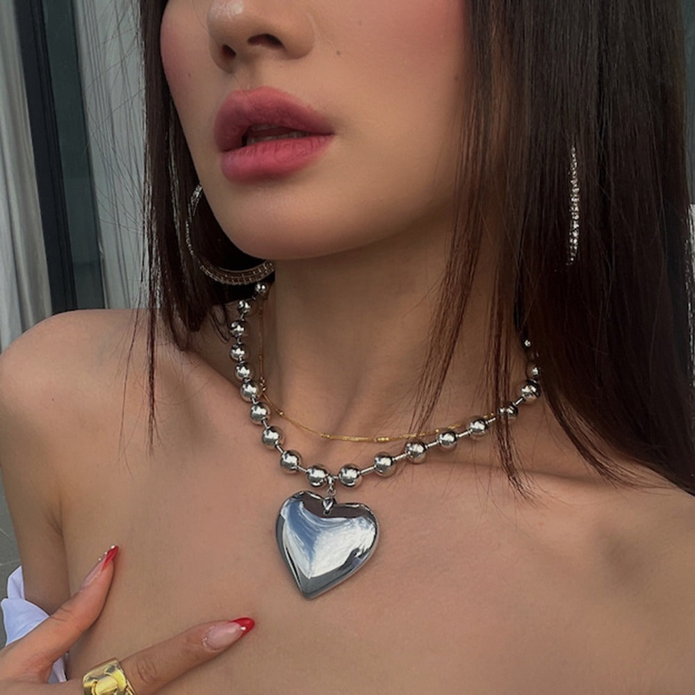Women heart necklace silver