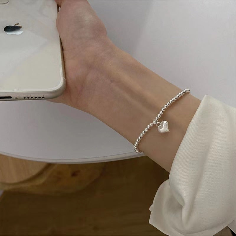 Women silver heart and bear bracelet