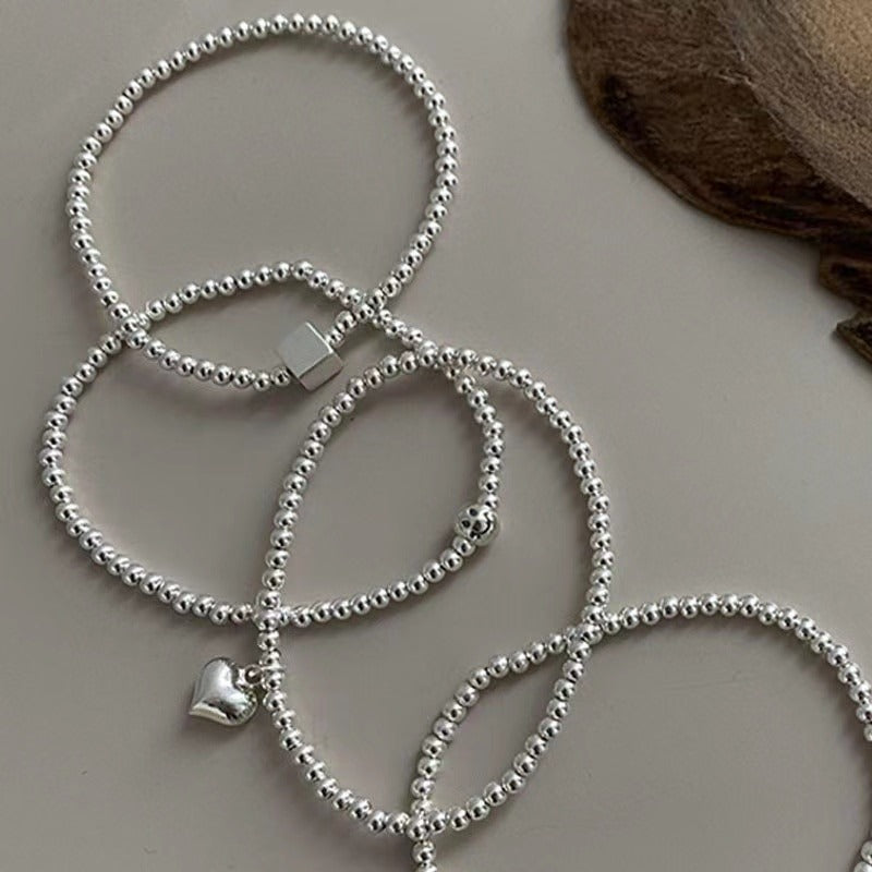 Women silver heart and bear bracelet