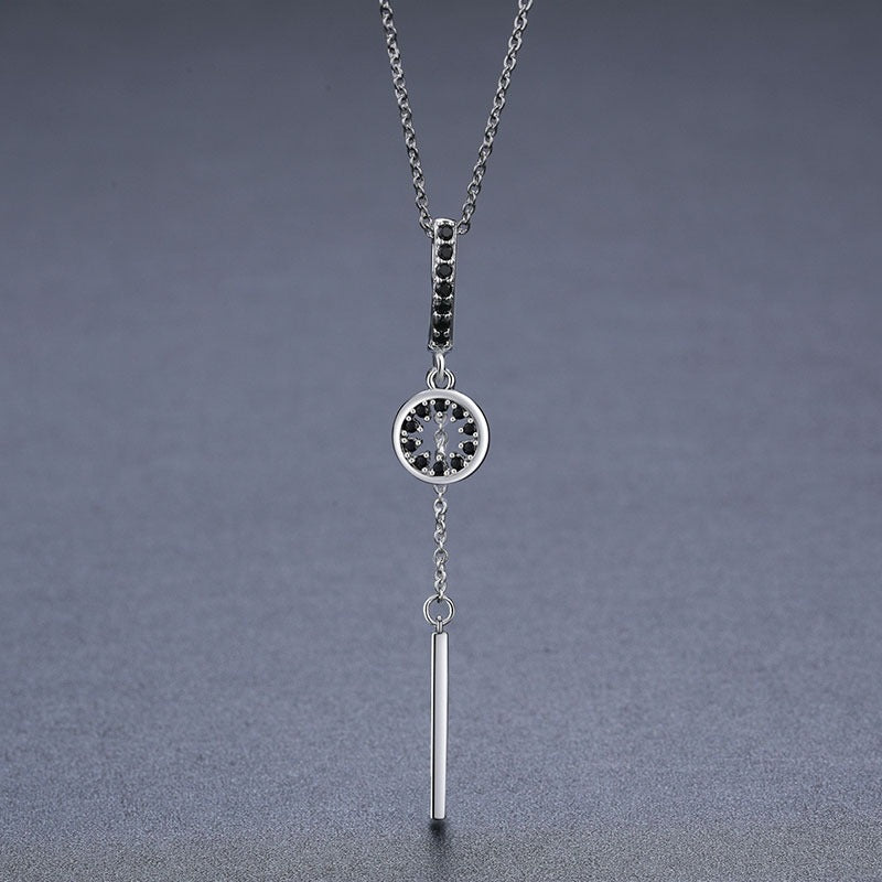 Women silver black cz necklace