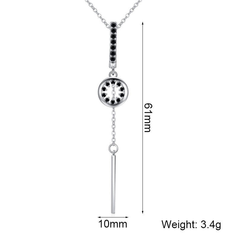 Women silver black cz necklace