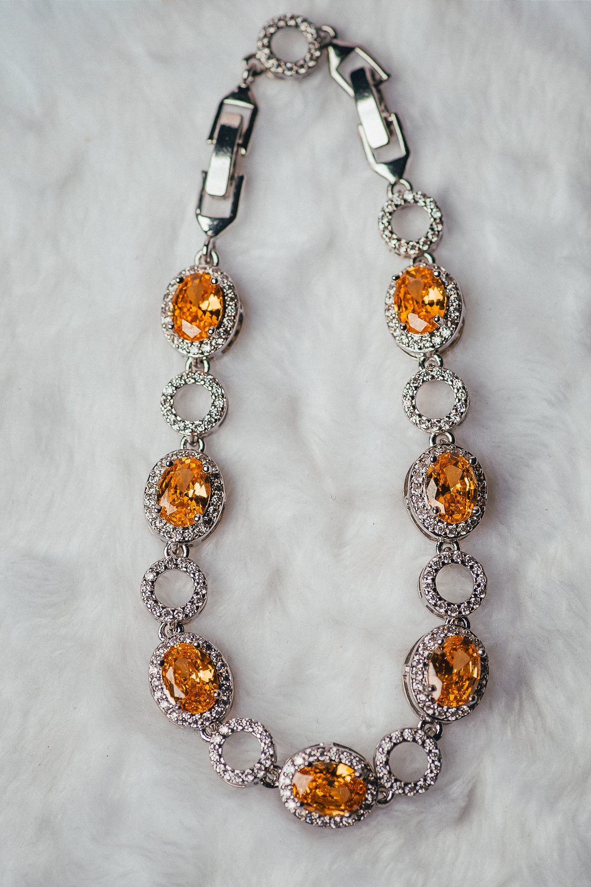 Silver Citrine Steel Bracelet