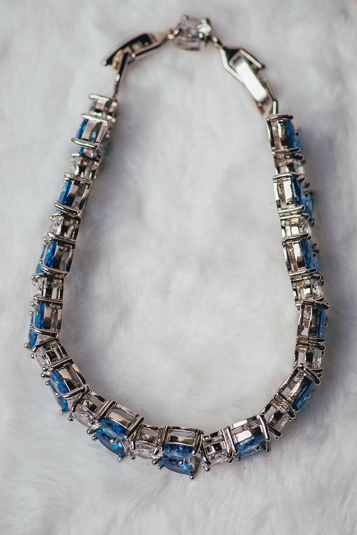Silver & Sapphire Sterling Steel Bracelet
