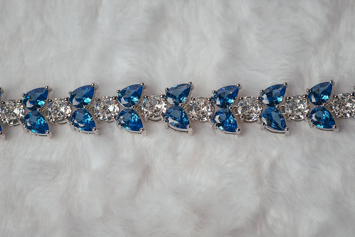 Silver & Sapphire Sterling Steel Bracelet
