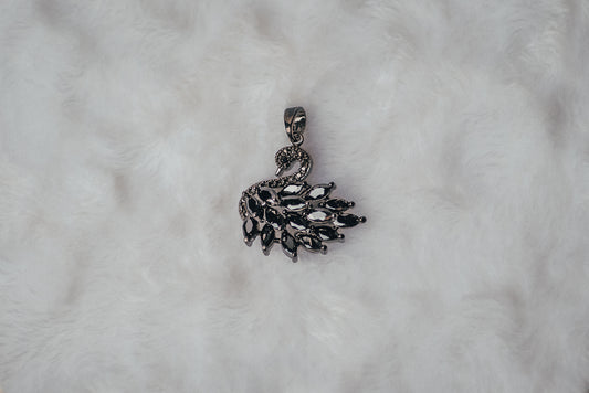 Black Crystal Swan Pendant