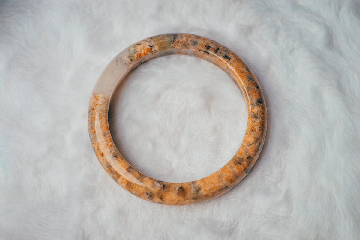 Two-Toned Orange Xiuyan Jade Bangle