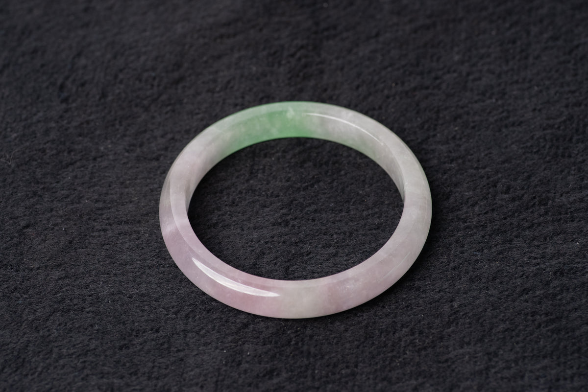 Pink and Green Two-Toned Jade Bangle