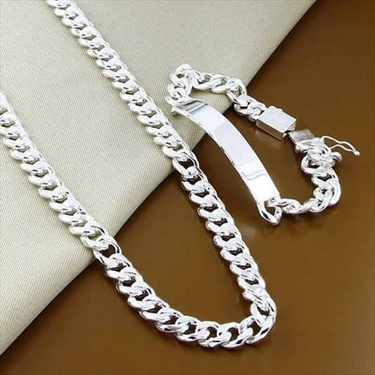 Mens and women's cuban set bracelet and necklace