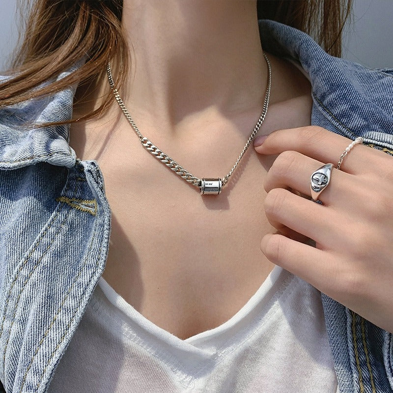 Women silver necklace