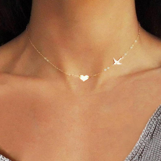 Choker gold type2-heart dove