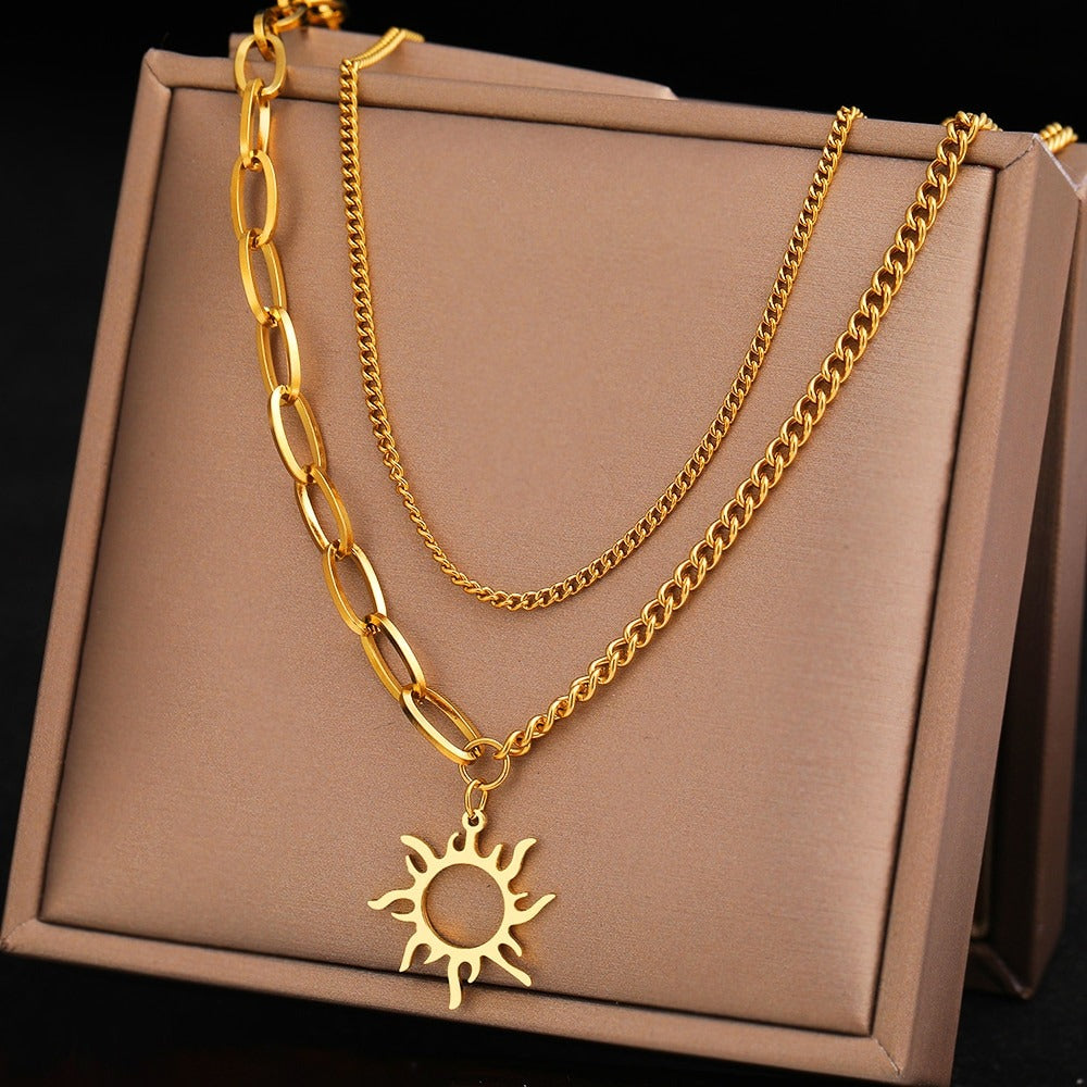 Bead sun necklace gold