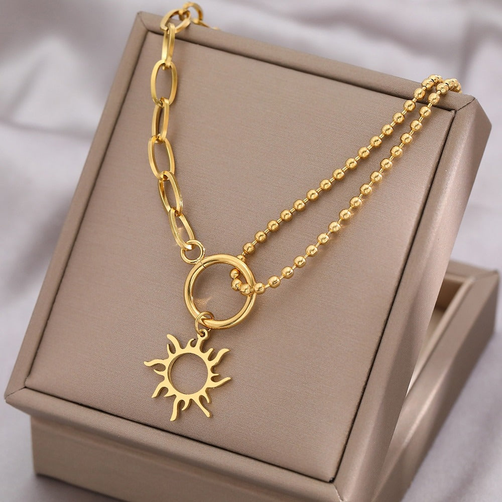 Bead sun necklace gold