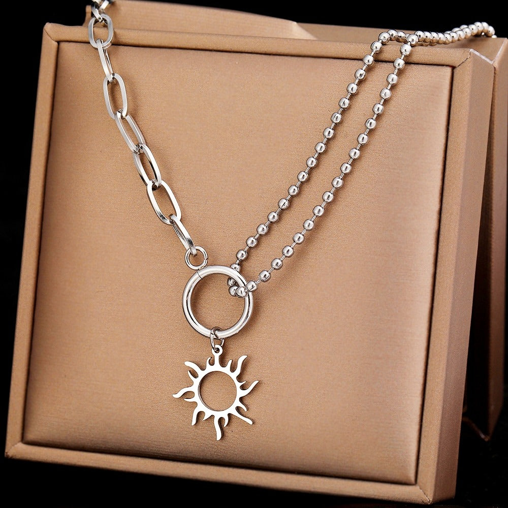Bead sun necklace silver