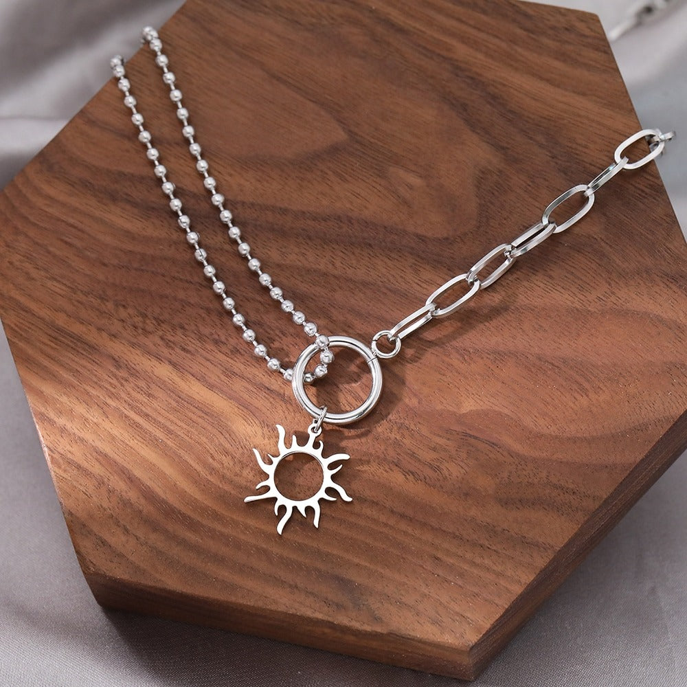 Bead sun necklace silver