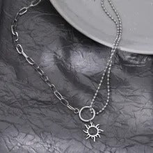 Bead sun necklace silver