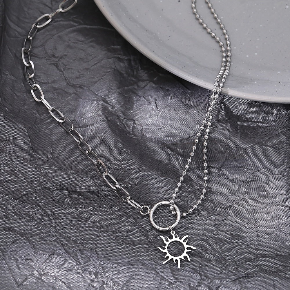 Bead sun necklace silver